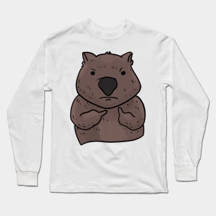 Grumpy Wombat Holding Middle finger funny gift Long Sleeve T-Shirt